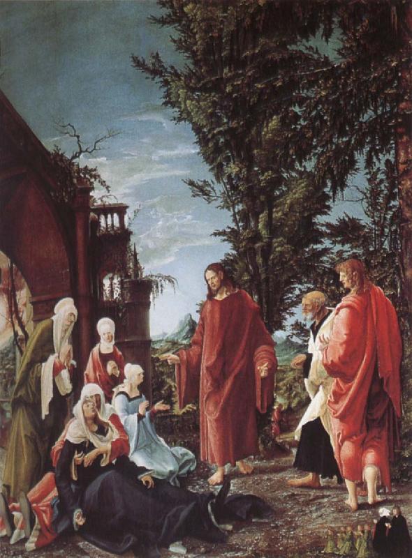 Albrecht Altdorfer Christ takes farval of their mother oil painting image